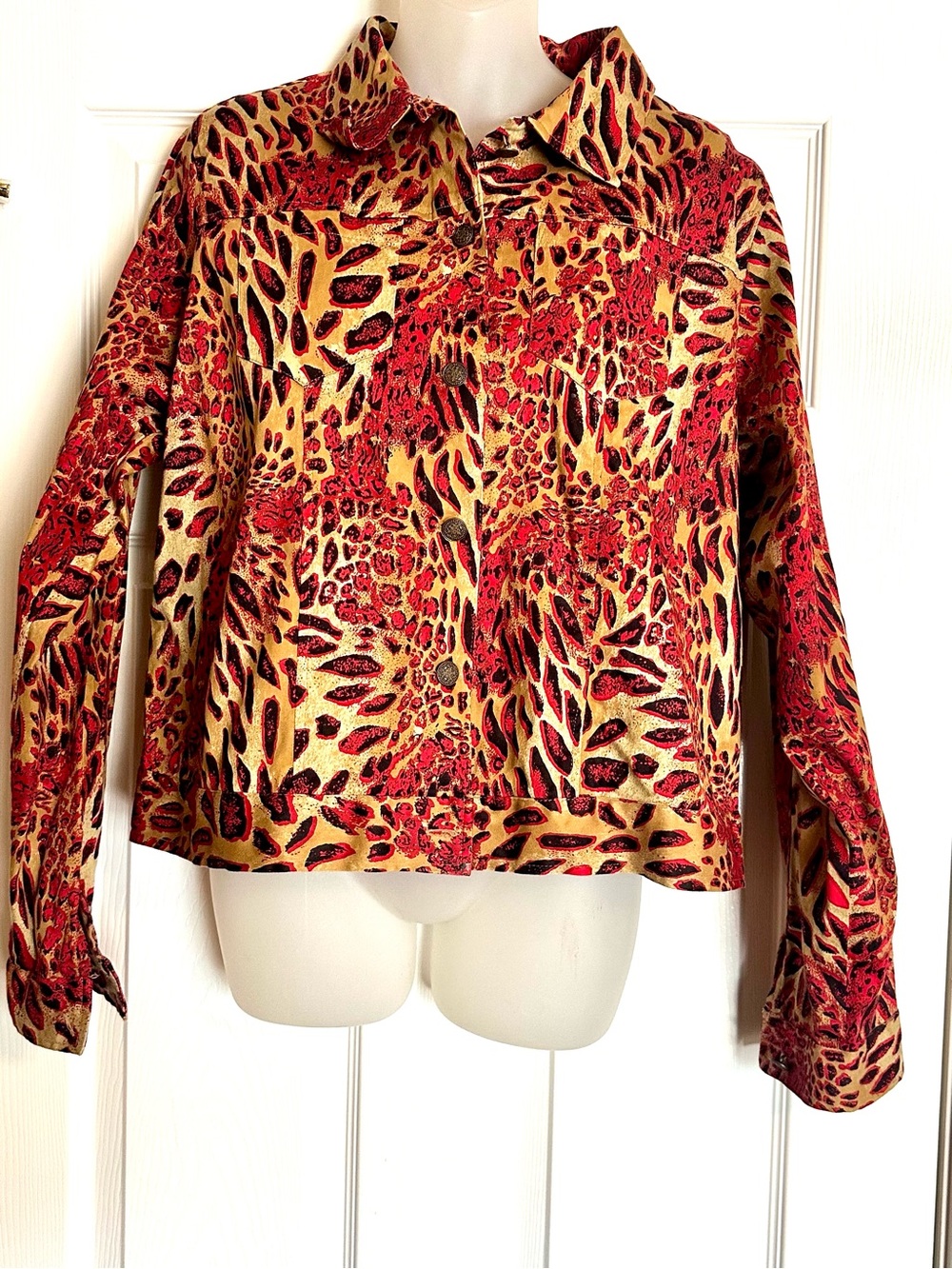 New Direction Hot Pink and Tan Animal-Print Safari Style Jacket